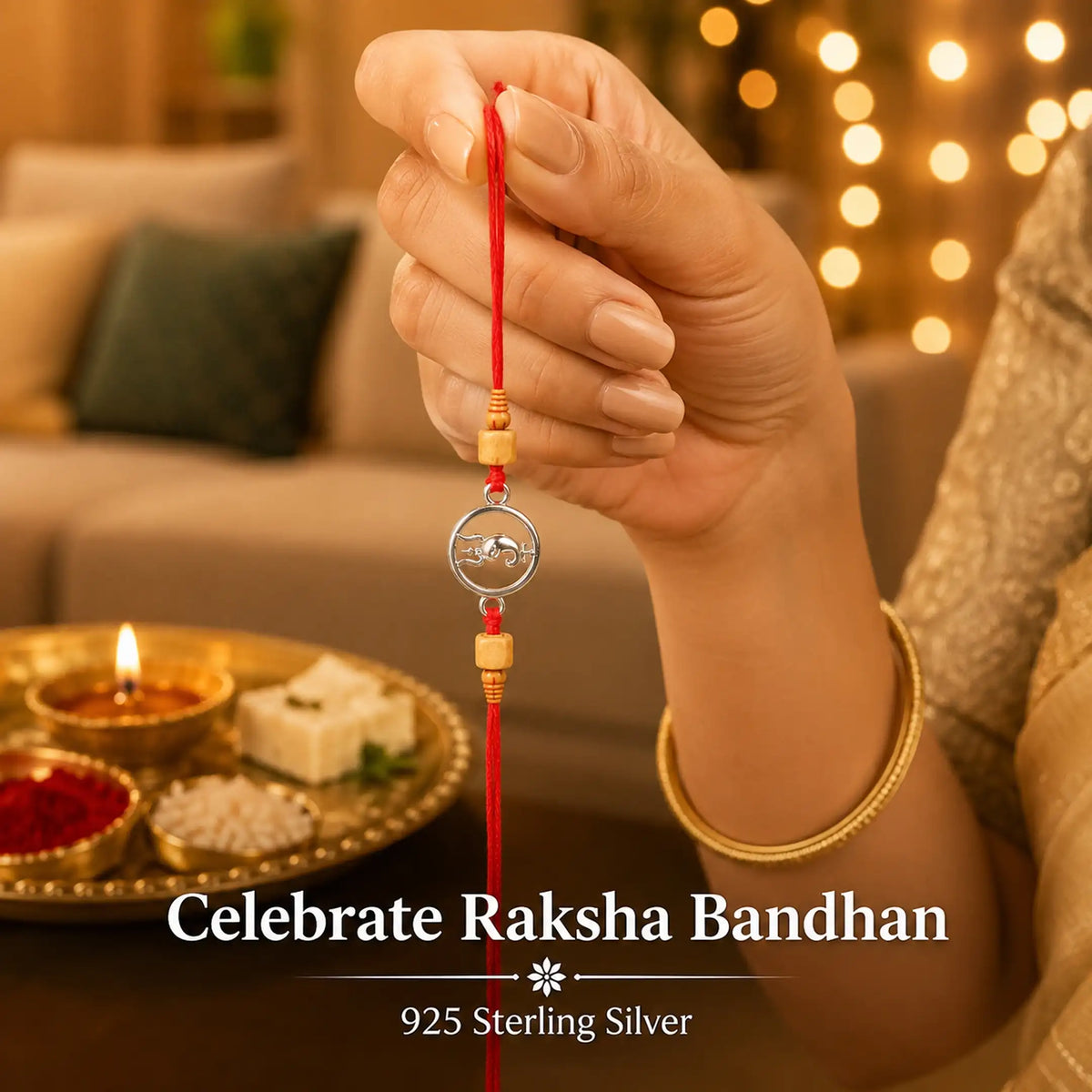 Twinklitz Divine Trishul Sterling Silver Rakhi