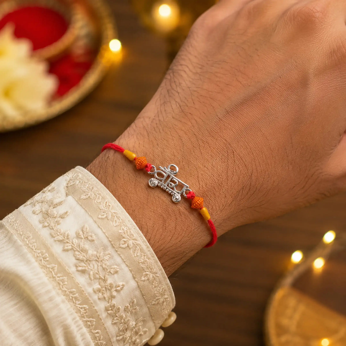 Twinklitz Traditional Veera Sterling Silver Rakhi