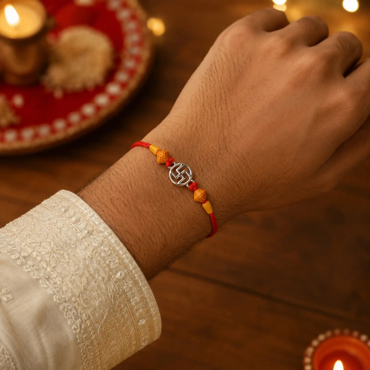 Twinklitz Sterling Silver Swastik Rakhi