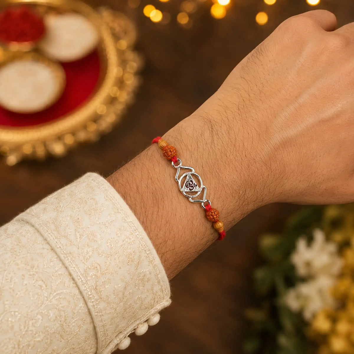Twinklitz Designer 925 Sterling Silver Om Rakhi