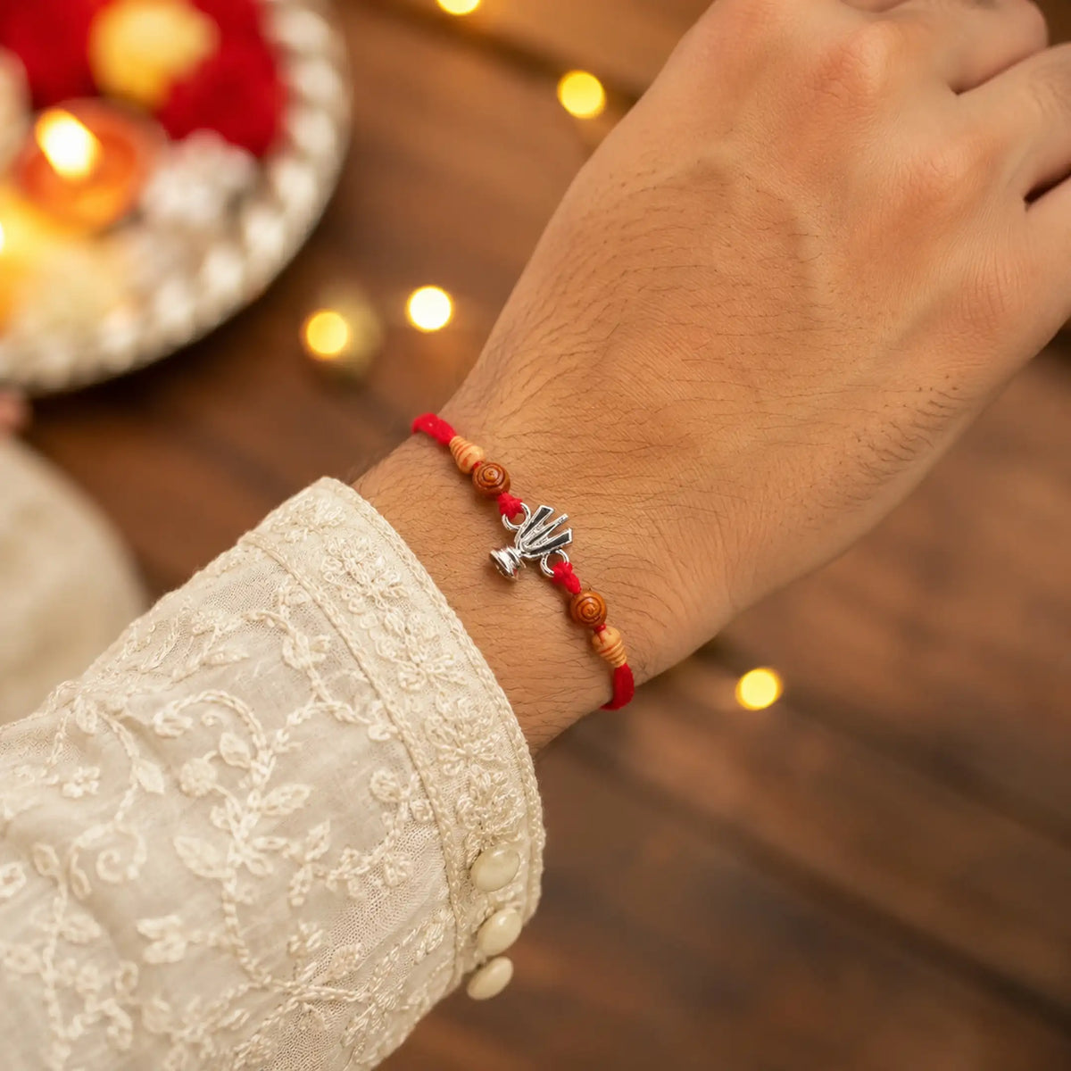 Twinklitz Trishul Symbol Sterling Silver Rakhi