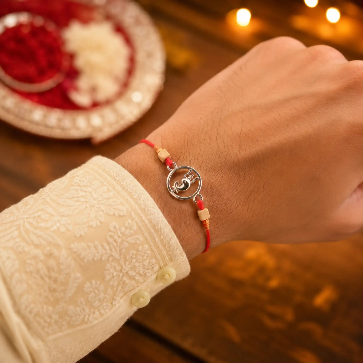 Twinklitz Divine Trishul Sterling Silver Rakhi