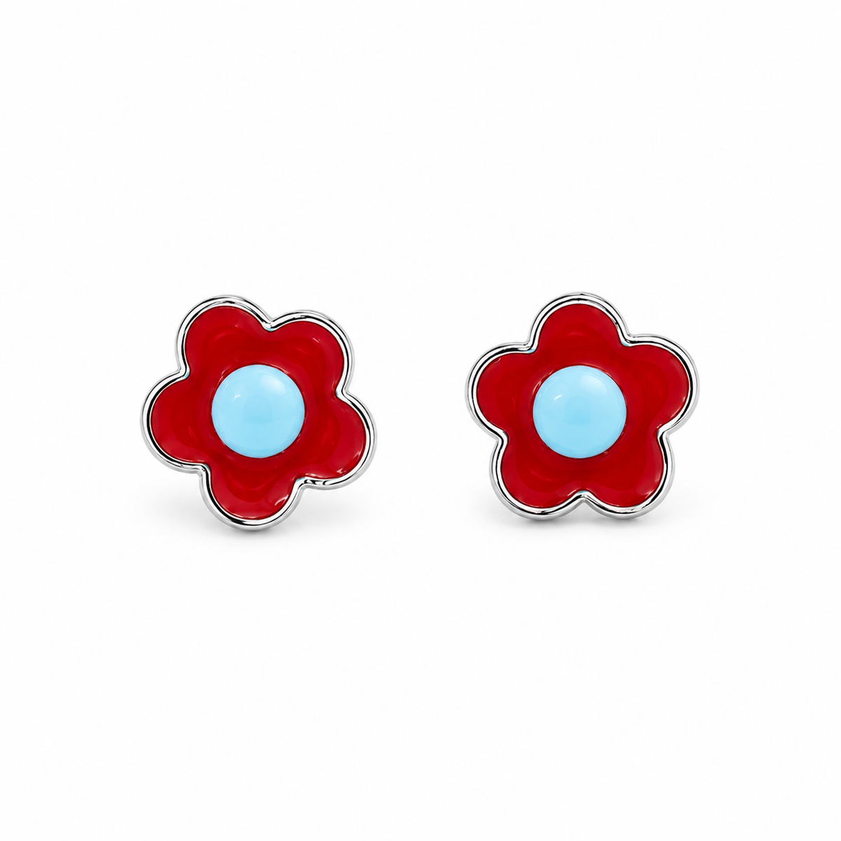Red Bloom Stud Earrings