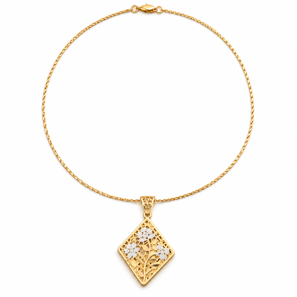Golden Floral Diamond Necklace
