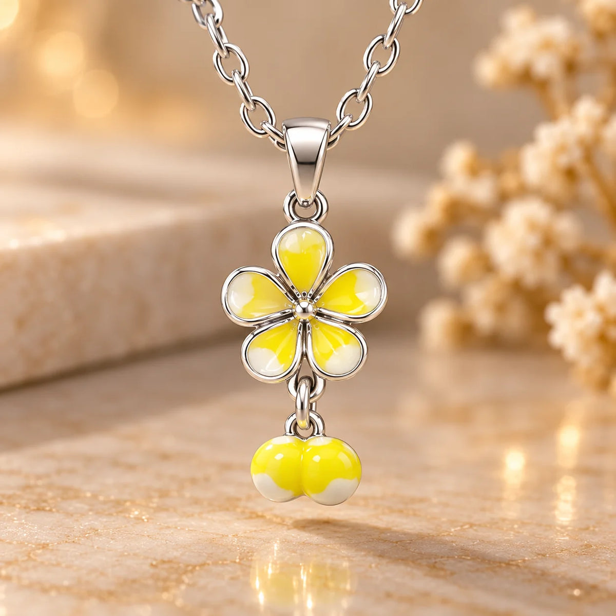 Yellow Flower Pendant Necklace
