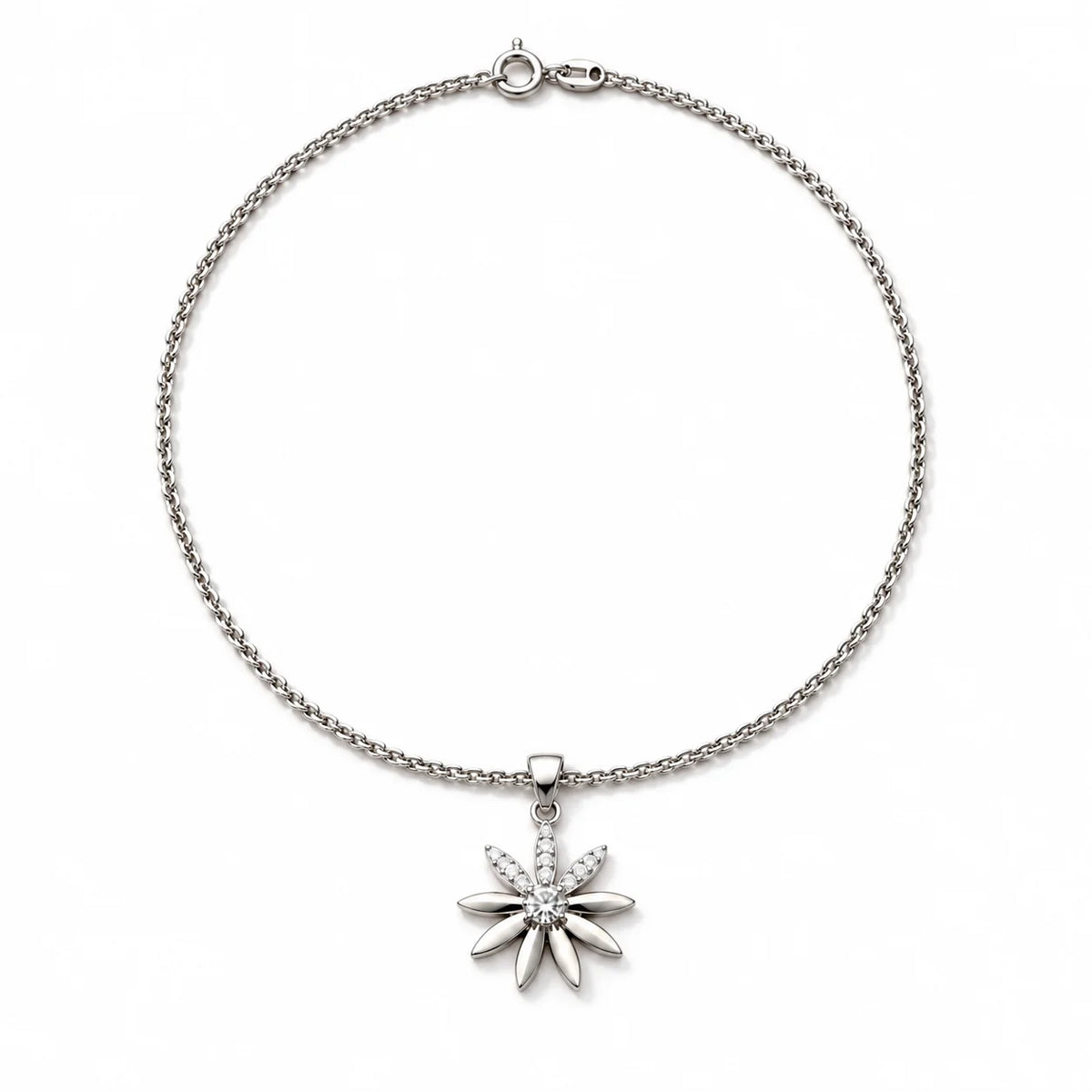 Silver Floral Pendant Necklace