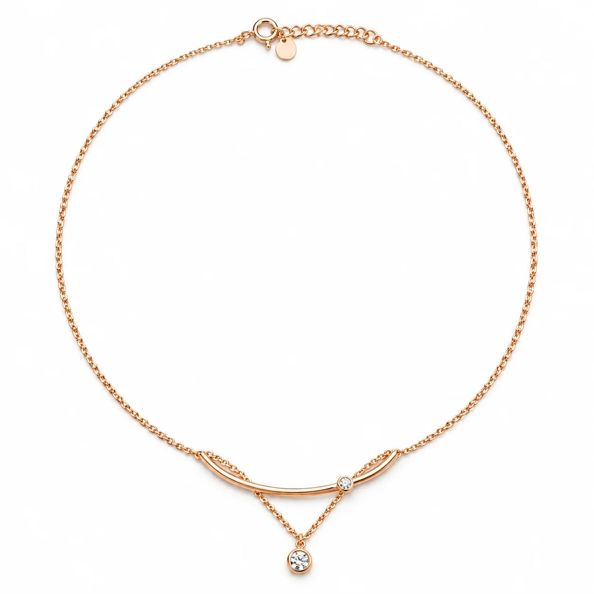 Rose Gold Layered Zircon Necklace