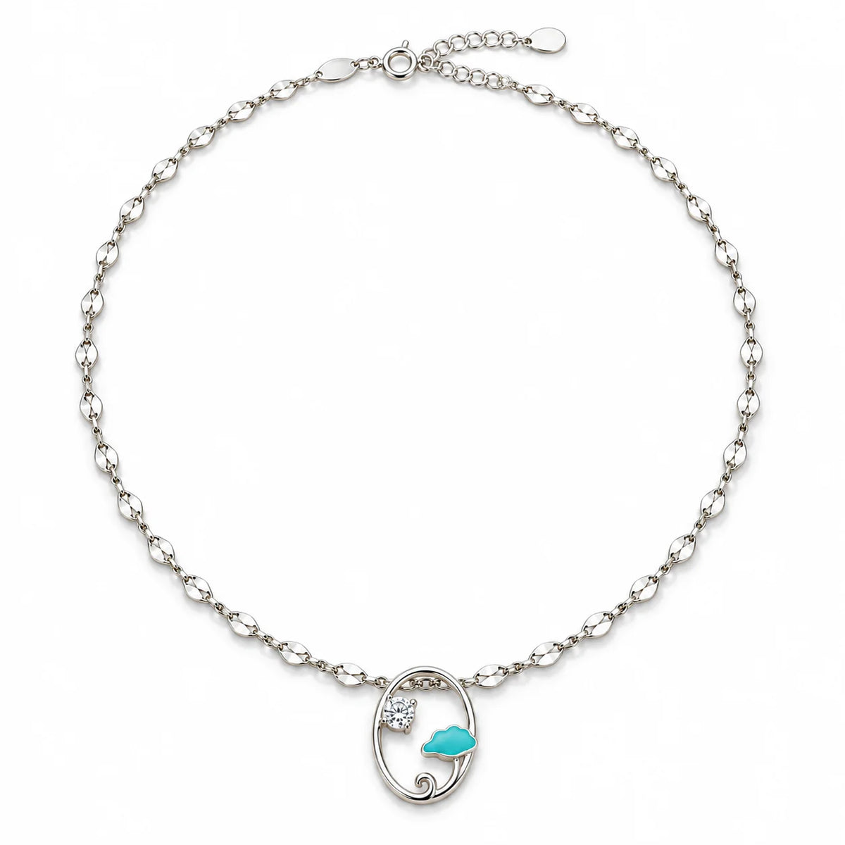 Silver Turquoise Tree Pendant Necklace
