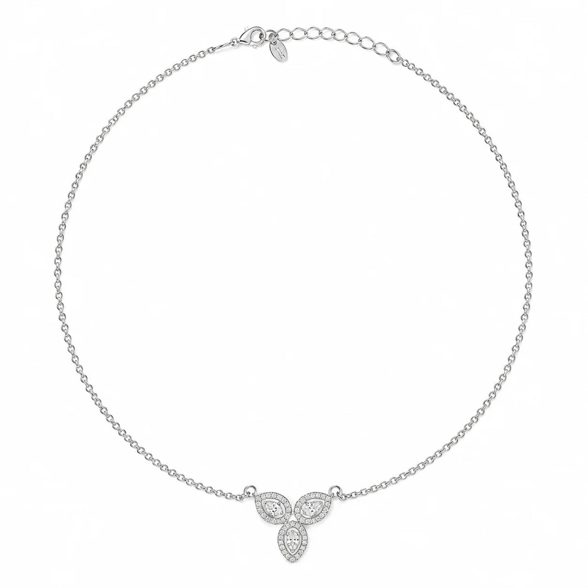 Silver Trinity  Crystal Necklace