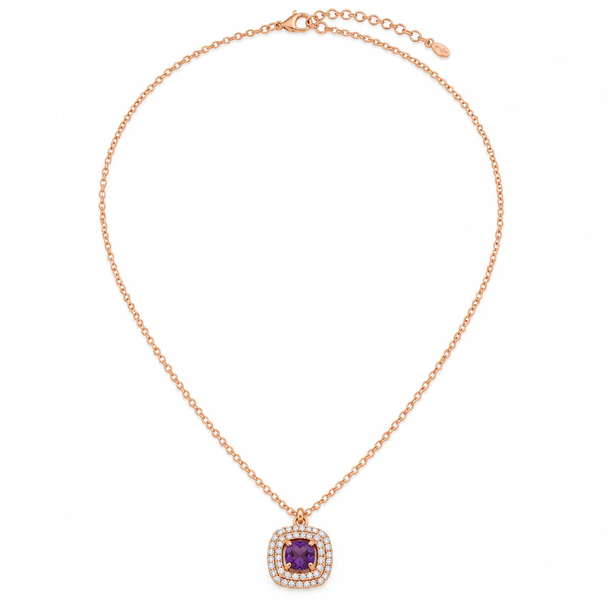 Purple Cushion Pendant Necklace