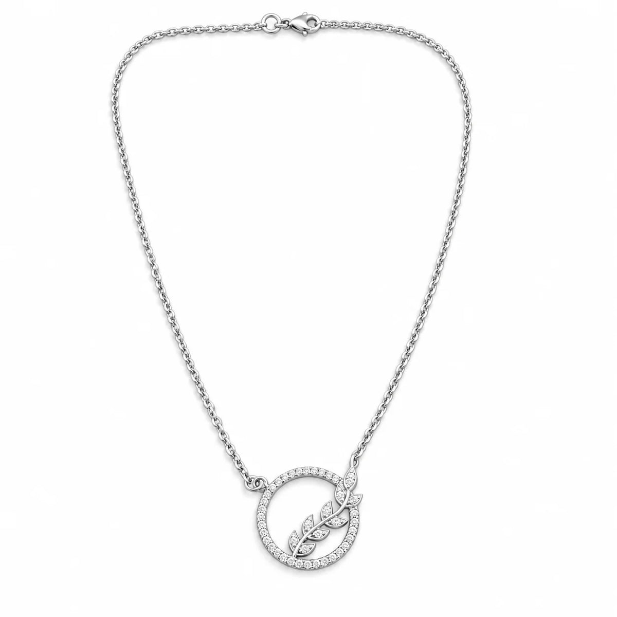 Silver Leaf Circle Necklace
