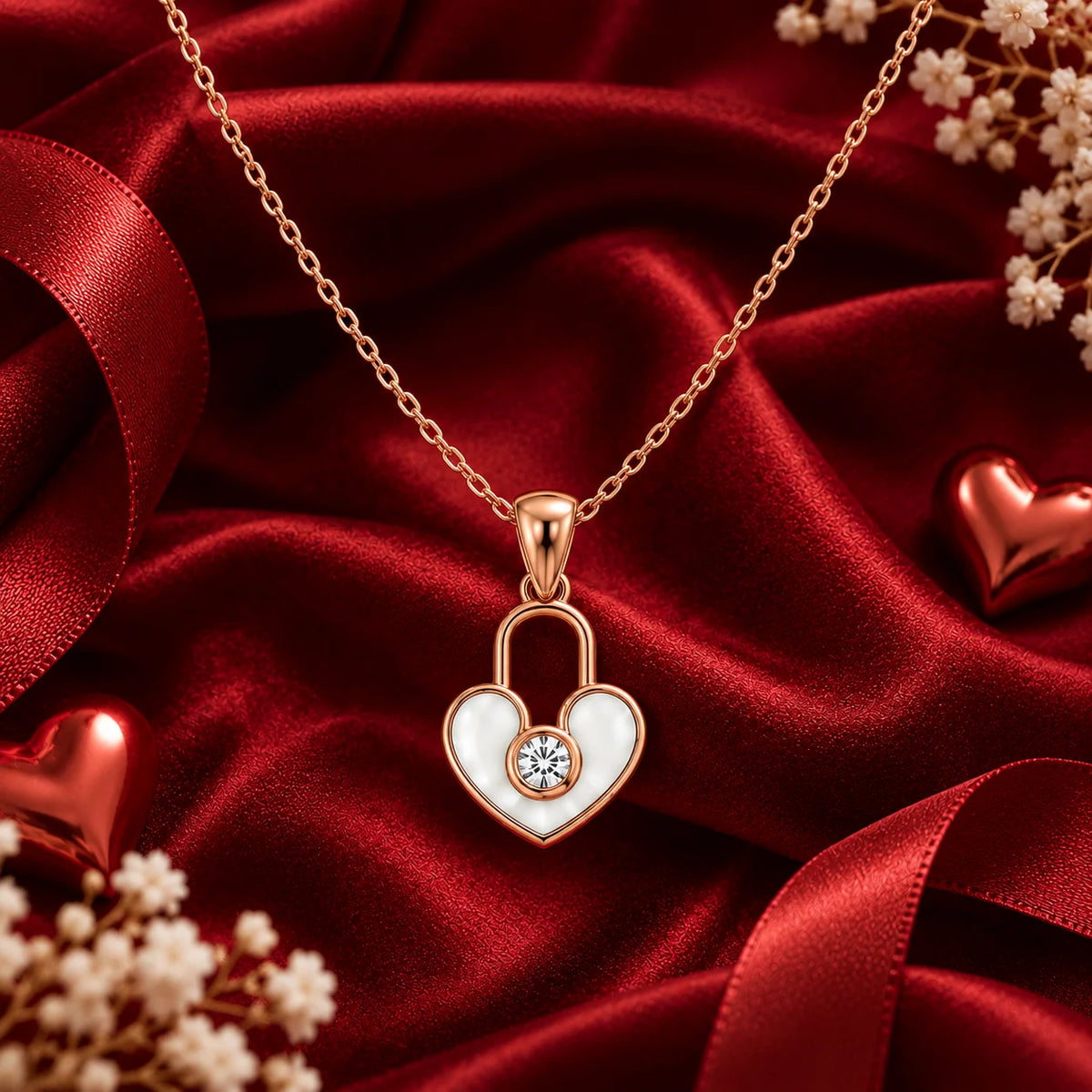 Twinklitz Sterling Silver Heart Gold White Kids Pendant