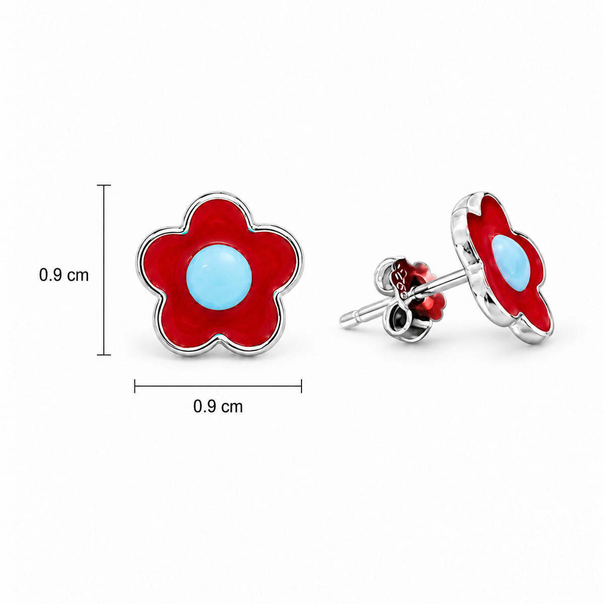 Red Bloom Stud Earrings