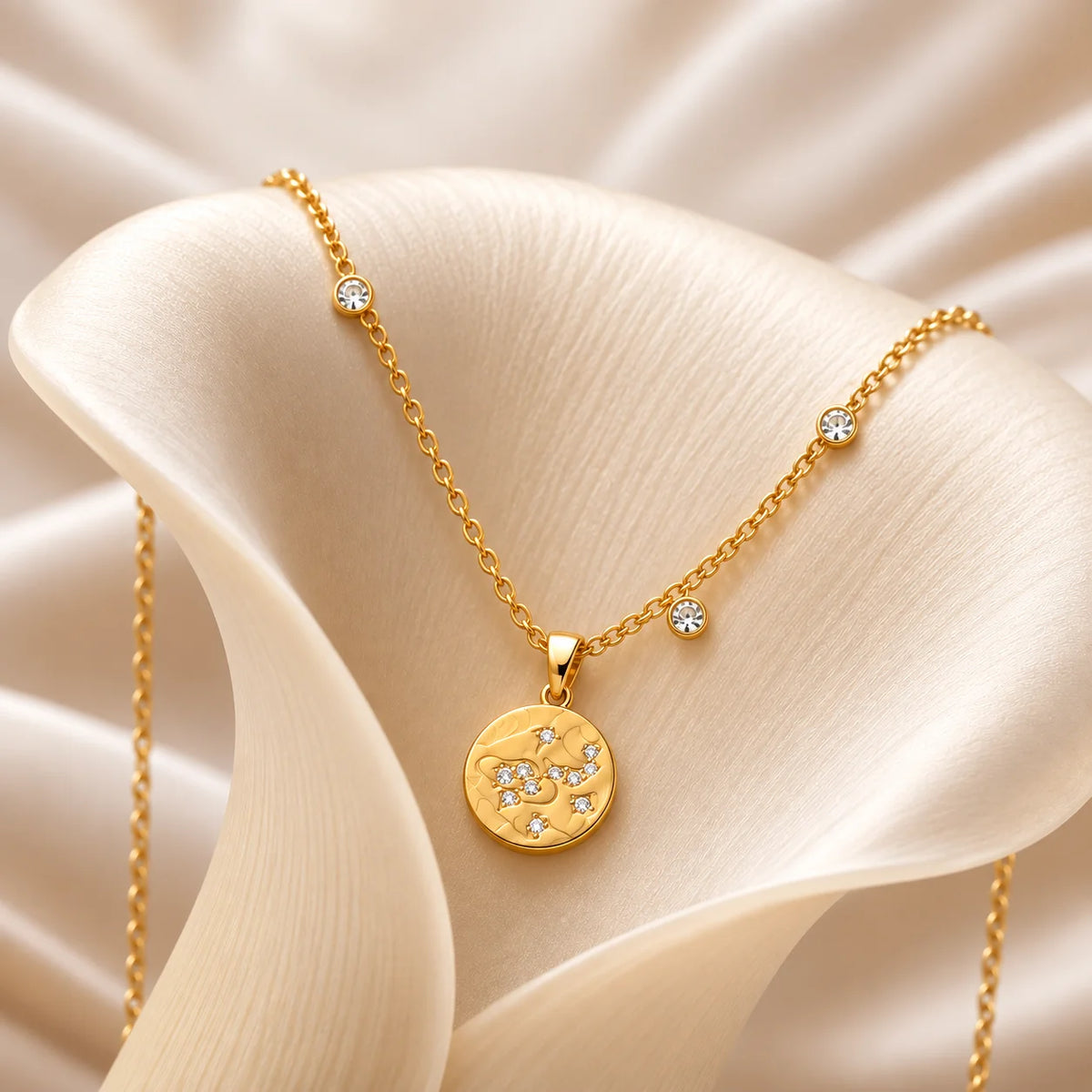 Gold Celestial Coin Necklace