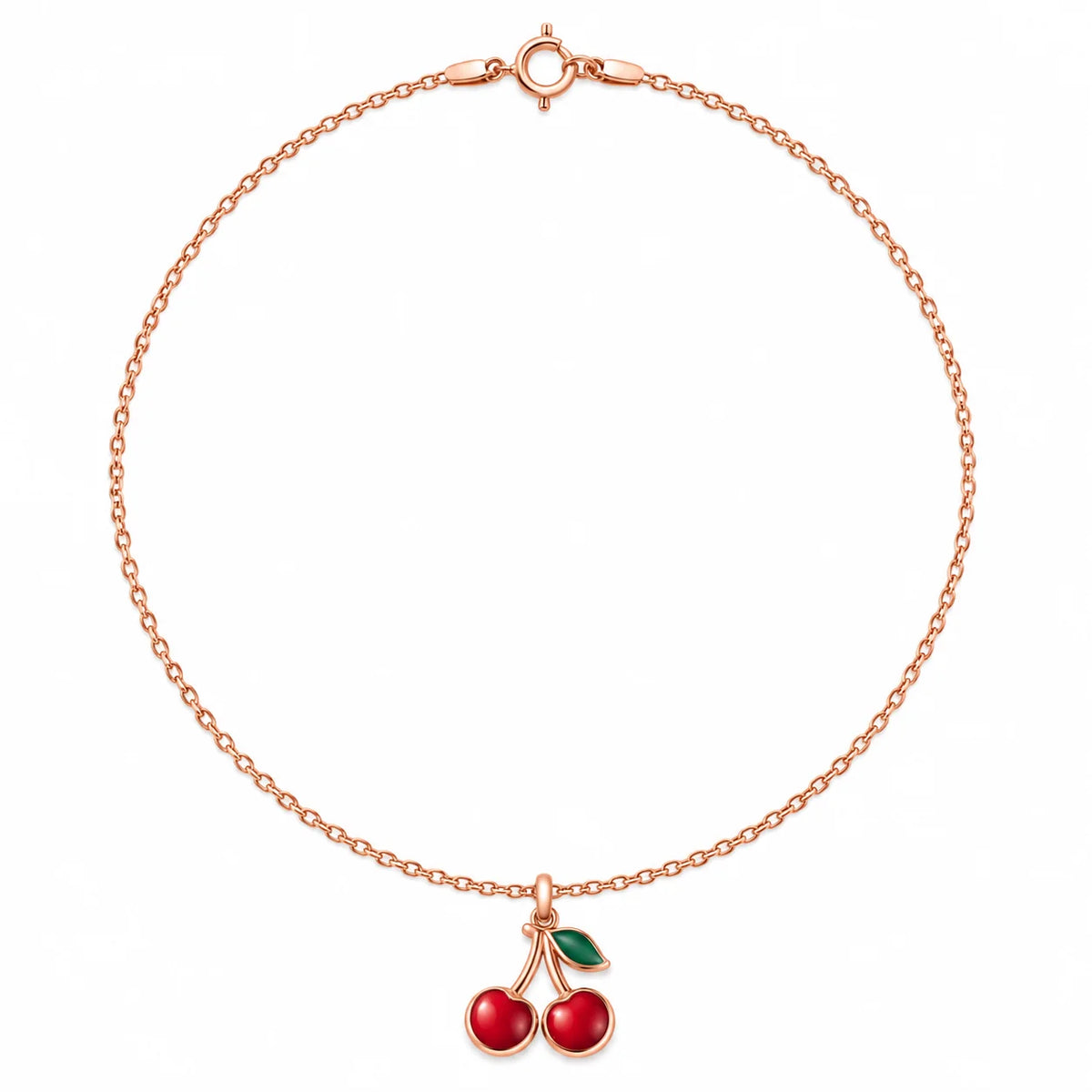 Rose Gold Cherry Charm Necklace