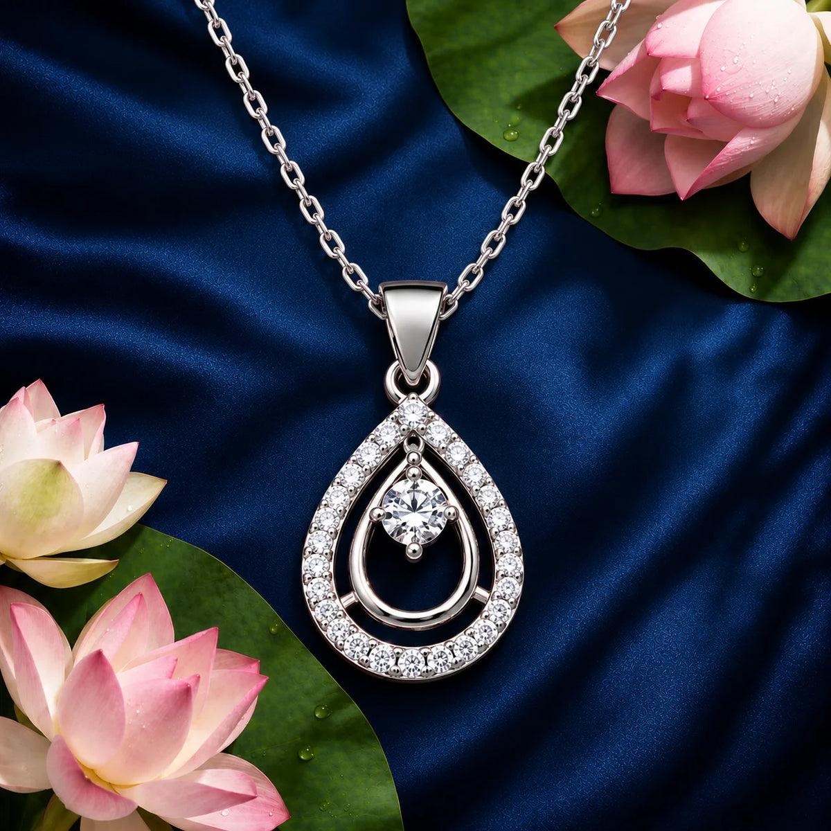 Layered Teardrop Pendant Necklace