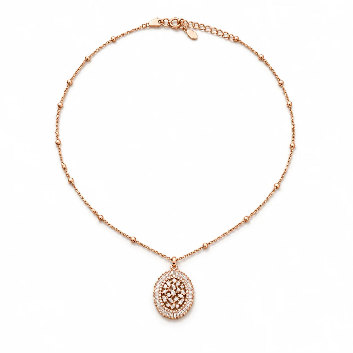 Elegant Oval Zircon Pendant Necklace