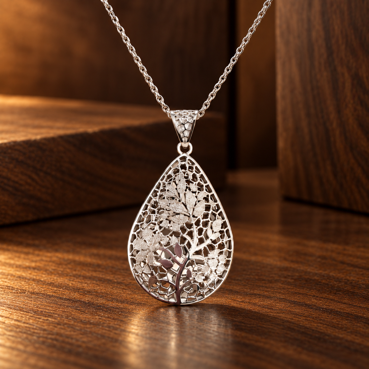 Silver Leaf Tree Pendant