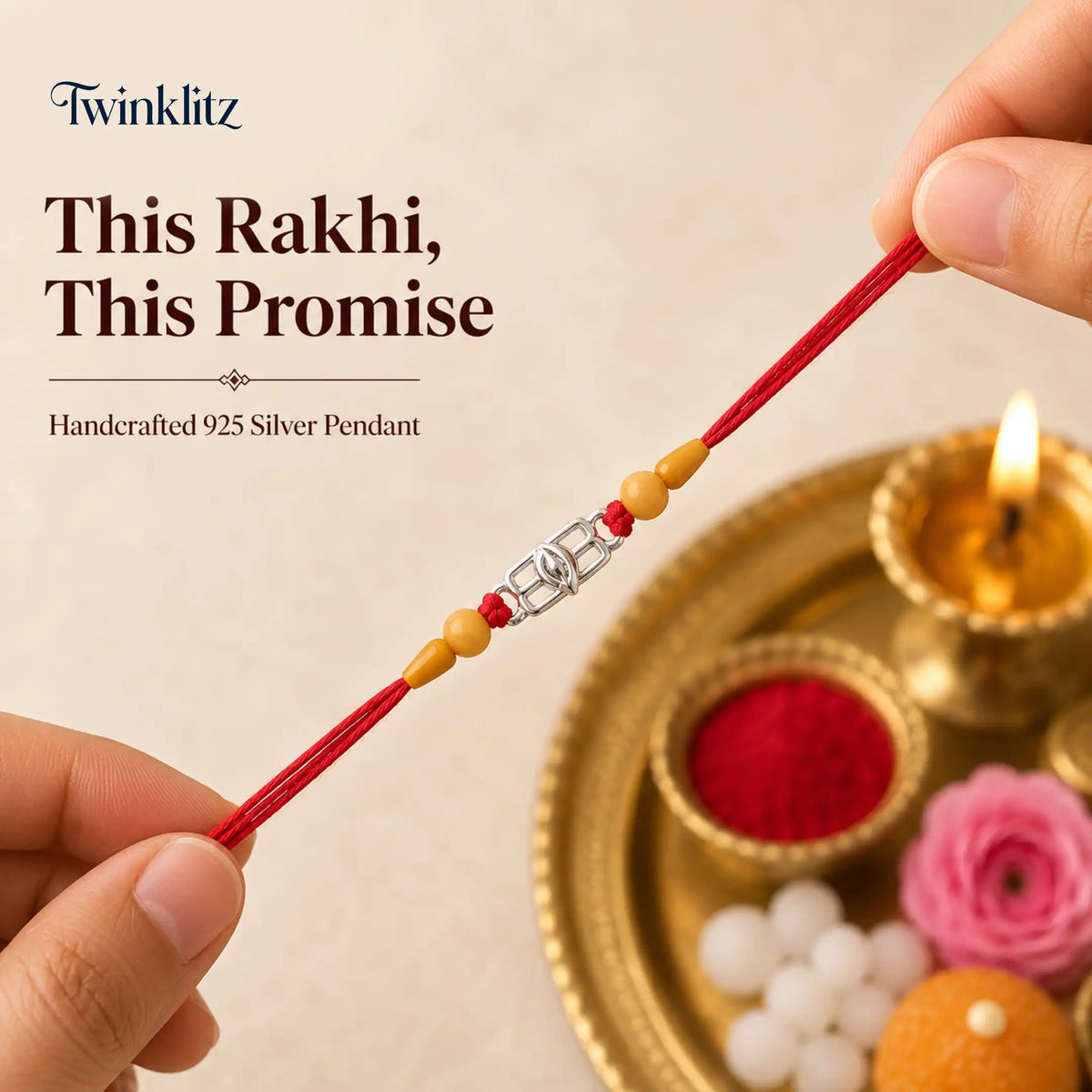 Twinklitz Shiv Trinetra Sterling Silver Rakhi