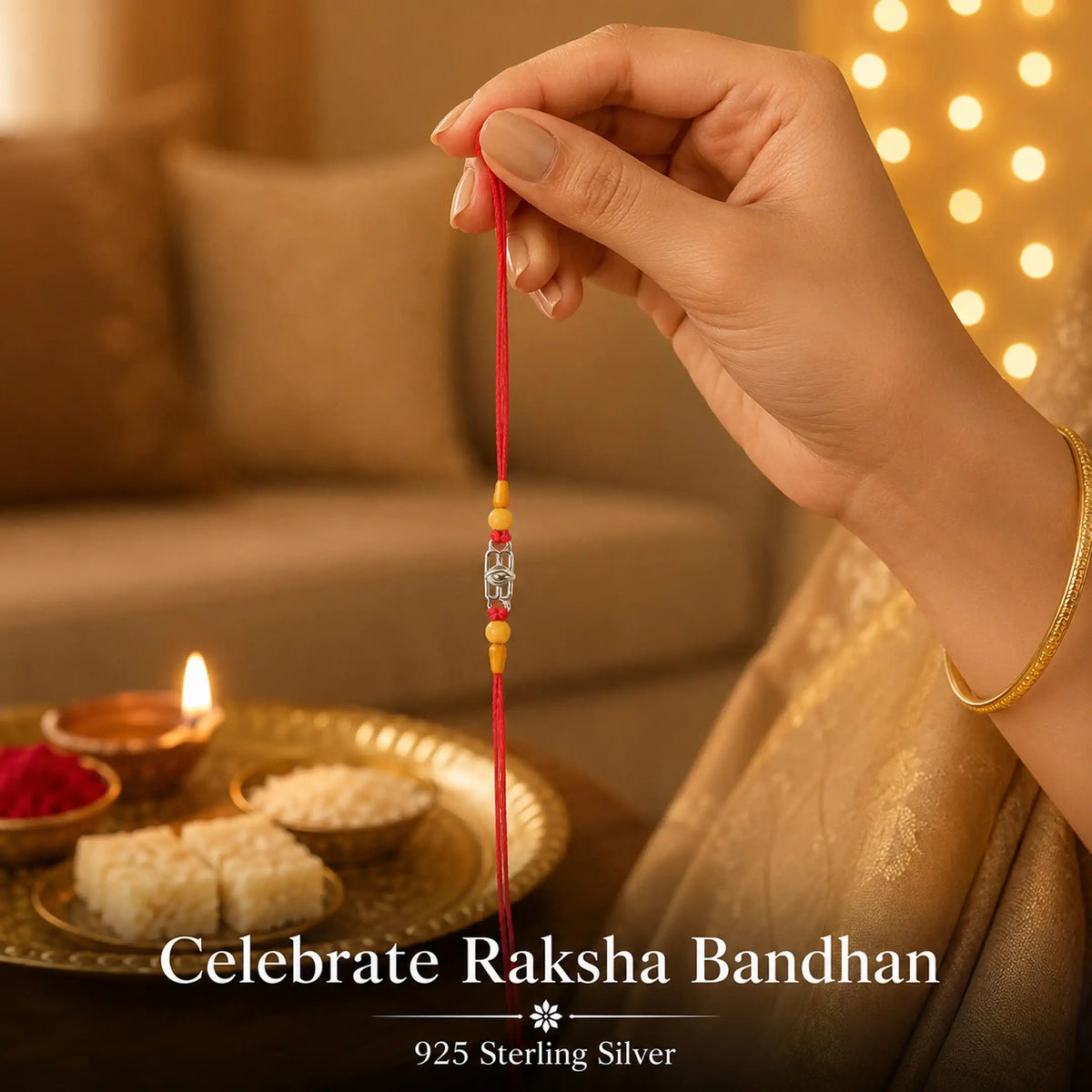 Twinklitz Shiv Trinetra Sterling Silver Rakhi