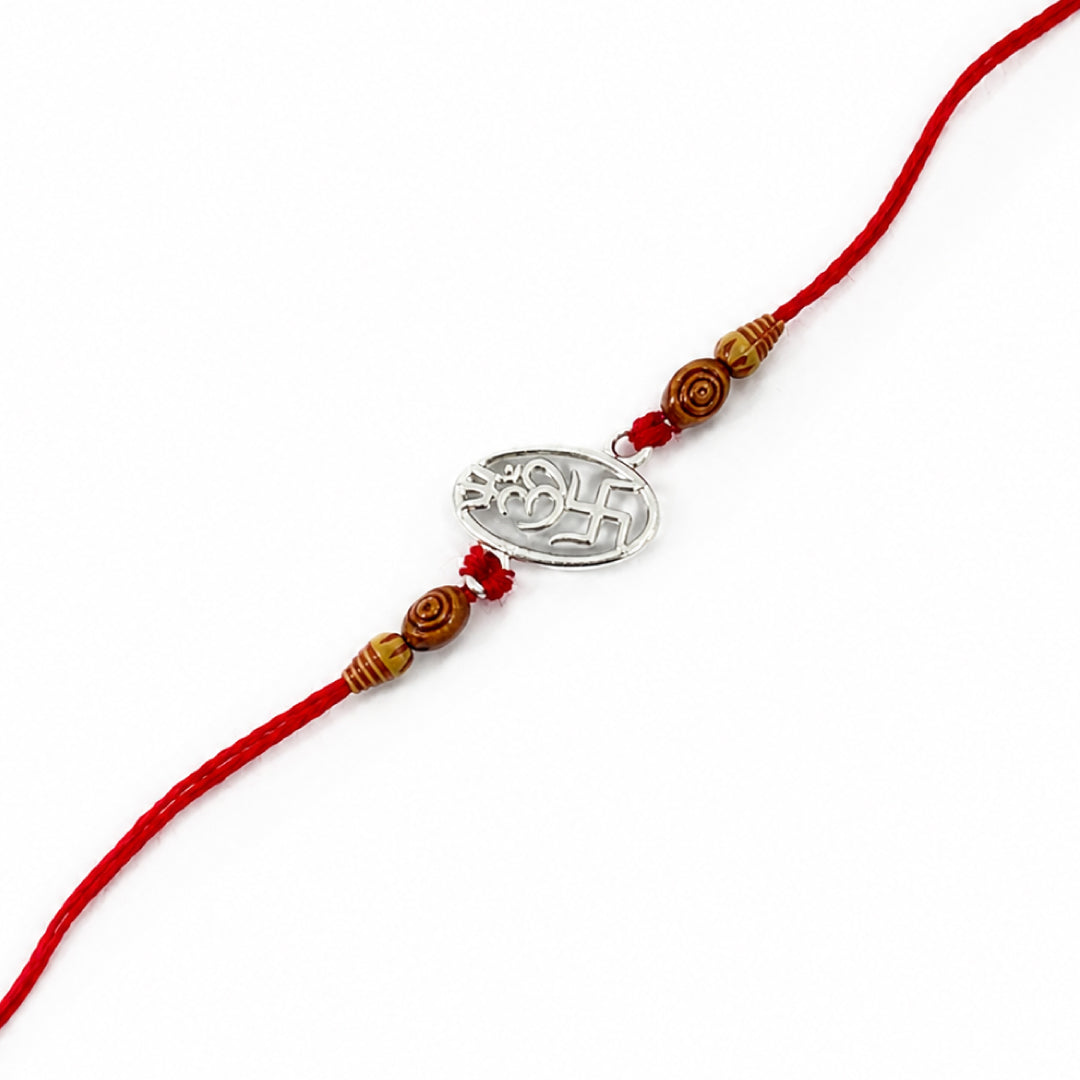 Twinklitz Swastik Om Sterling 92.5 Silver Rakhi - packaging view