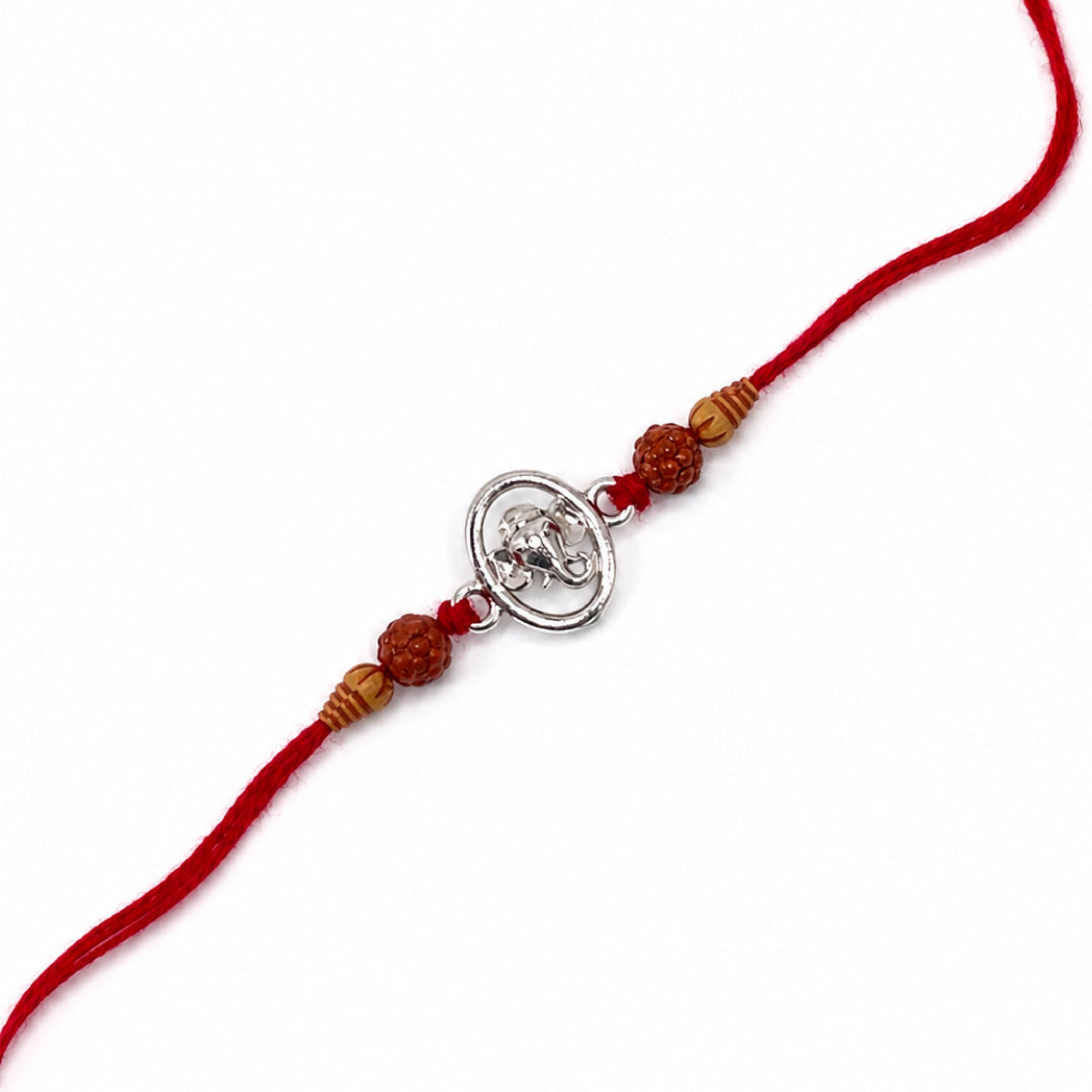 Twinklitz Ganpati Rudraksha Sterling Silver Rakhi - packaging view