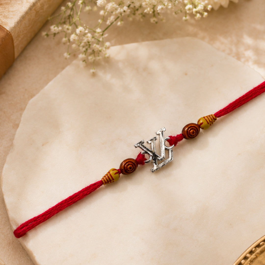 Twinklitz Designer LV Sterling Silver Rakhi - front view