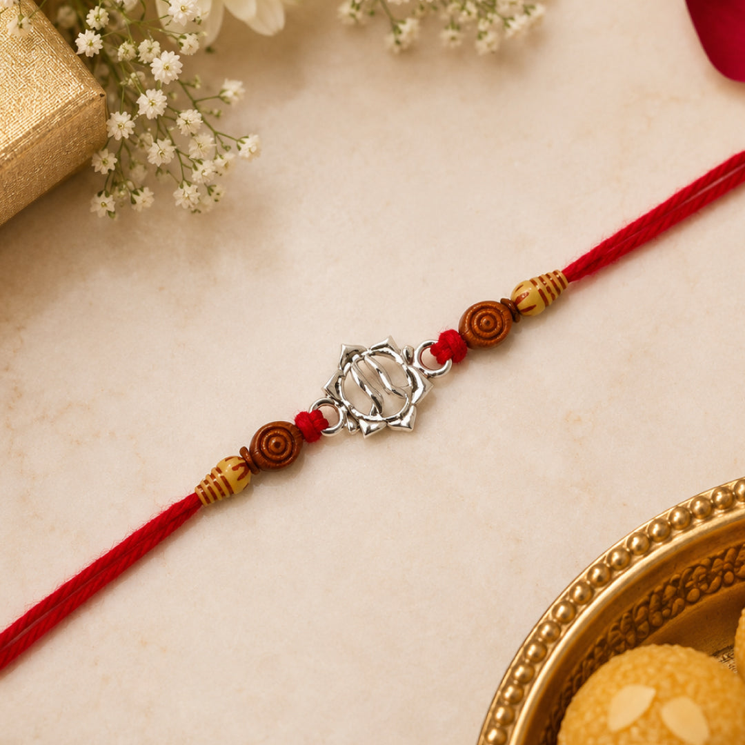 Twinklitz Radiant Sun 92.5 Sterling Silver Rakhi - front view