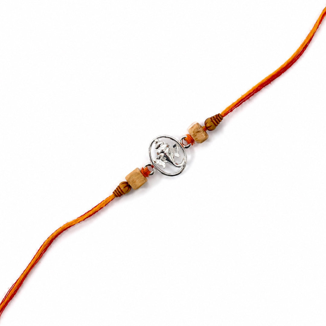 Twinklitz Premium 925 Sterling Silver Circular Ganesha Rakhi - packaging view