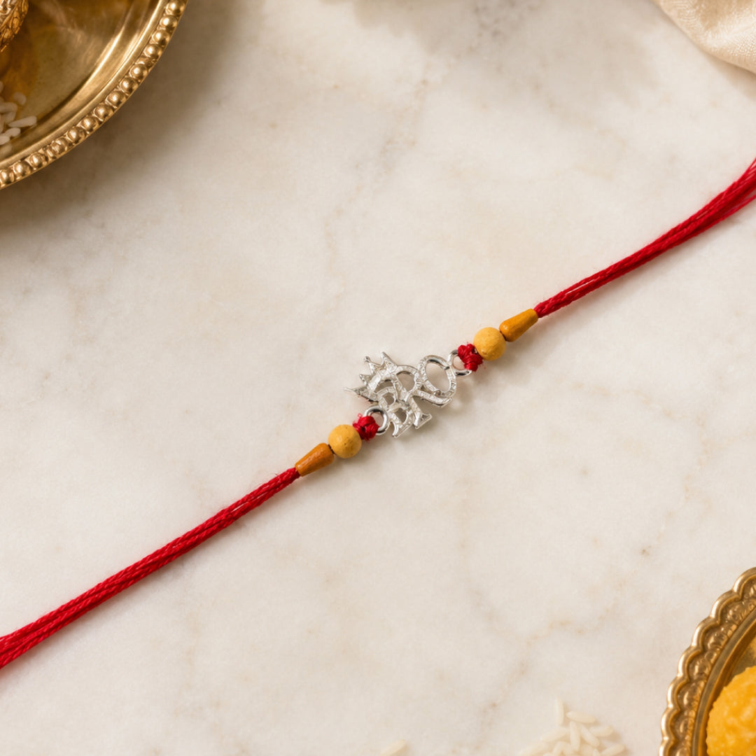Twinklitz Designer 925 Sterling Silver Bro Rakhi - front view
