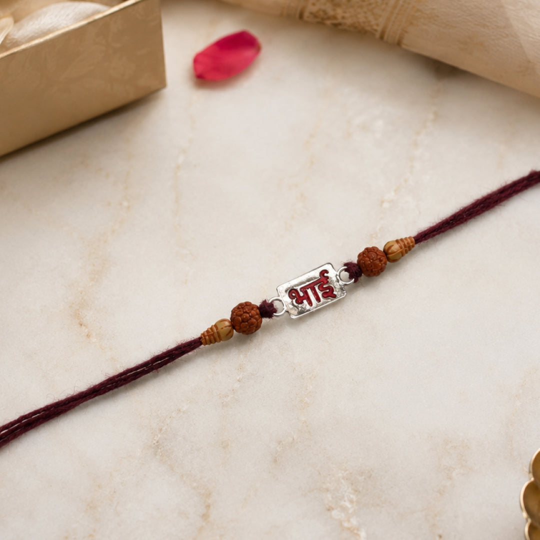 Twinklitz Classic Bhai Sterling Silver Rakhi - front view