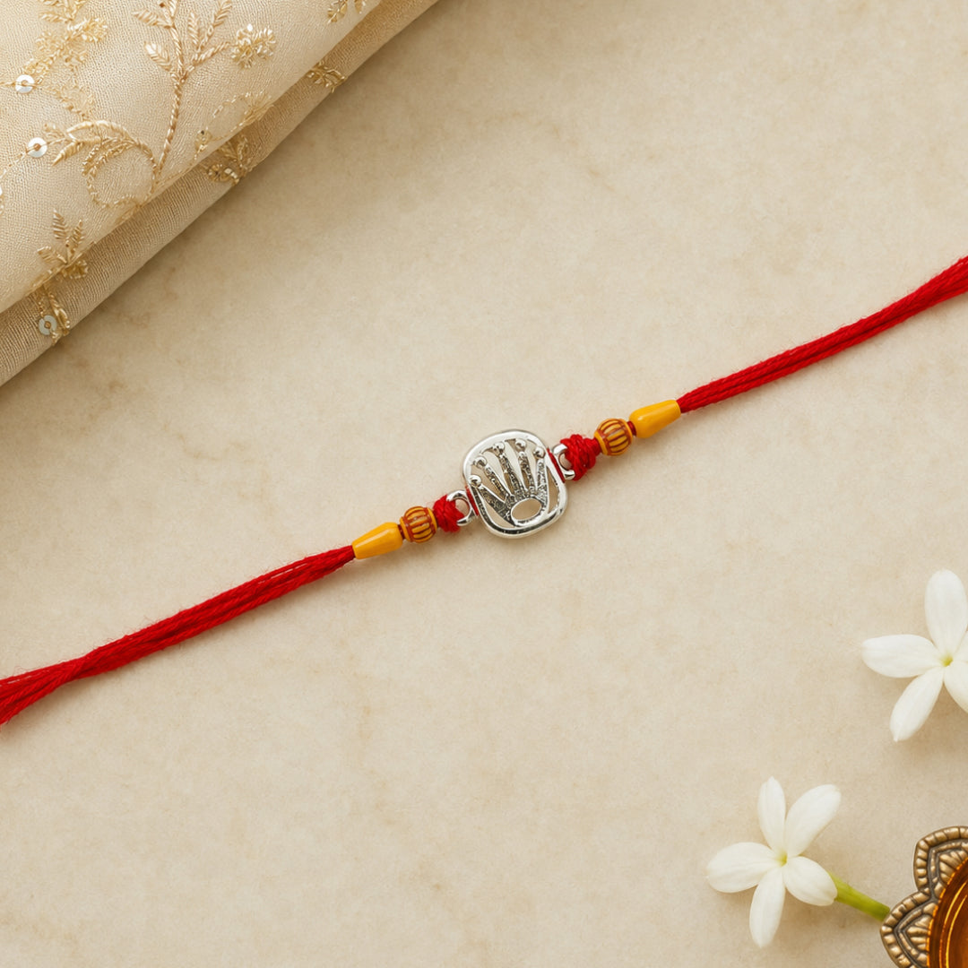 Twinklitz 925 Sterling Silver Royal Crown Rakhi - front view